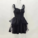 Summer 2023 New Style Short Skirt Slim Temperament Pure Black Sling Pure Desire Dress Woman-Outfit