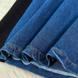 Two Dresses Women's Korean Version Of The Fashion Round Neck Short Sleeves To Receive Waist Thin Denim Dress