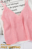 Cotton Women Strappy Camis Knitted Solid Candy Tank Tops V-Neck Cute Crop Tops For Women Summer
