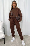 Piece Sets Women Solid Round Neck Tops Autumn Sweatshirts Loose Straight Long Pants Set Lace Up Tight High Waist 2023-Outfit