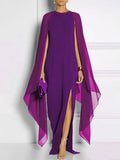 Sexy Evening Party Dress 2022 Summer Chiffon Patchwork Long Sleeve Loose Dress Ladies High Slit Solid Maxi Dress