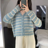 Spring New Color Sweater Coat Women's Korean Style Retro Lazy Soft Waxy Loose Short Knitted Cardigan-Outfit