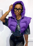 Open Side Stand Collar Sleeveless Puffer
