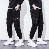 Men's Autumn And Winter Loose Tide Brand Ruffian Handsome Ins Hip-Hop Hip-Hop Wide-Legged Pants With Many Pockets-Outfit