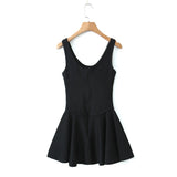 Spring Style Lace U-Collar Digital Printing Sports Style Slim Dress Short Skirt-Outfit