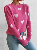 And Winter New Heart Pattern Loose Round Collar Knitting Jacket