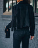 Autumn New Style Slim Top Long Sleeve Printed Fringed
