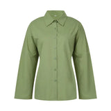 Lapel Shirt Blouse Solid 5 Colors Simple Style Long Sleeve Single Breasted Loose Casual Office Lady Tops Autumn Spring