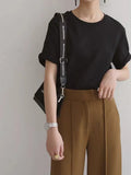 100% Cotton T Shirt Women Summer New Oversized Solid Basic Tees 9 Color Casual Loose Tshirt Korean O Neck Khaki