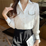 elegant ladies lace shirts Women's Blouses 2022 Spring Summer Long Sleeve Shirts Tops Blusas