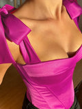 Sexy Satin Off Shoulder With Bow Sleeve
