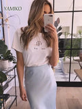 Letter Graphic T-Shirts For Women 2024 Summer Cotton Short Sleeve Tees Tops Casual Tee Shirt O-Neck Pullover Female-Outfit