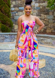 Fashion Print Off Shoulder Loose