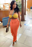 Solid Color Bandeau Bra and Long Skirt Two Piece