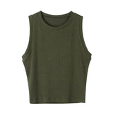 Knitted Ribbed Solid Vest Women Casual Basic Skinny Tank Sleeveless Cottons Sexy Ladies Summer Off Shoulder Crop