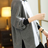 Streetwear Loose Solid Color Stylish Asymmetrical Split Pullovers Spring Autumn Turtleneck Patchwork Korean