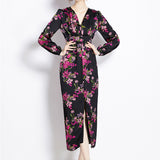 Temperament Elegant Dress Spring And Autumn New Light Style Lantern Sleeve Femininity Print Dress