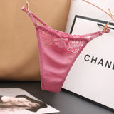 Thong Trousers Low-Waist Hot Lace Perspective Without Trace Elastic Cotton Seduction Hollow Adjustable