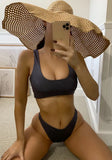 Bikini U-Neck Solid Sleeveless Two Piece