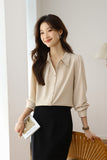 Toloer 2025 New Solid Color Shirt Slim Fashion Shirt Elegant Temperament Commuting OL Chiffon