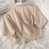 Women Notched Crop Top Simple New Summer Ladies All-match Chic Elegant Ulzzang Harajuku Fashion Solid Chiffon Design