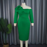 Three-Dimensional Flower Shape Feel Bra Dress Party Party Party Long-Sleeved Dress Dress Dress Dress