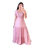 New Spring And Summer Women's Dress A Word Broken Shoulder Long Pure Fairy