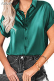 Satin Silk Shirts Loose Fashion Women Short Sleeve Tops Mujer Buttons Office Lady Blouses Women's Clothing Elegant