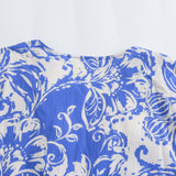 Spring Printed V-Collar Stitched Long-Sleeved Dress 9878093-Outfit