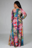 Multicolor Print Wrap Nexk Split Maxi