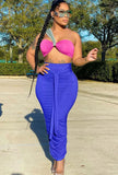 Solid Color Bandeau Bra and Long Skirt Two Piece