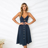 Sexy Backless Polka Dots Print Beach Summer Dress Women 2020 Deep V Neck Boho Sundress Red White Midi