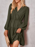 Dot Lace Trim Surplice Tiered