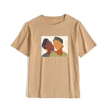 Abstract Print Summer T Shirt Women Vintage Graphic Female Tops Harajuku Soft 100% Cotton Tees 2021 New Basic