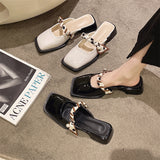 Coarse-Heeled Slippers Women Wear Outside The Summer 2025 New Heel Head Half-Dragging Skirt Lazy Muller