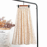 Summer Chiffon Beach Boho Maxi Women Skirt High Waist Floral Print Vintage Holiday Ruched Long Fashion Skirts