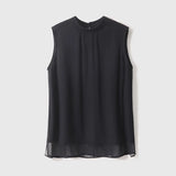Silk Summer 2023 New Shirt French Style Vest Socialite Temperament Simple Black Sleeveless Blouse-Outfit