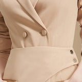 Casual Khaki Two Piece Set Women Notched Long Sleeve Blazer High Waist Irregular Mini Skirt Women's Suit 2022