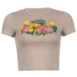 Angel Printed Short Sleeve Crop Top T Shirt Women Summer Clothes Cute Print T-shirt Ladie Streetwear Tee Shirt