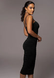 Sexy Pleated Strap Midi Party