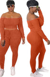 Sexy Off Shoulder Knit Top And Leggings 2 Piece