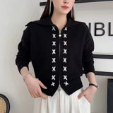 Zipper Sweater Women's 2024 Autumn And Winter New Loose Soft Waxy Lazy Style High-Necked Cardigan Sweater-Outfit