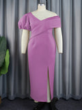 Fashion Lantern Sleeve V-Neck Dress Party Elegant Pure Black Dress Dress