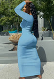 Ribbed Sexy Long Bodycon Dress with Full