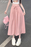 Fashion High Waist A-line Skirt Casual Elegant Summer All-match Basic Soft Casual Korean Style Design Retro