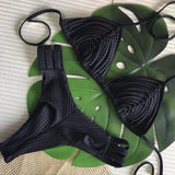 Solid Color High Open Split Split Swimsuit Woman 2025 New Strap Sexy Bareback