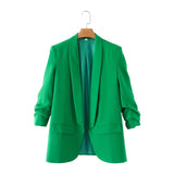 Spring Style Pleated Sleeve Sag Urban Leisure Candy Color Women's Suit Coat-Outfit