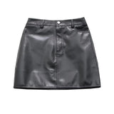 New Spring Style Slim And Tall Waist PU Miniskirt-Outfit