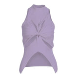 Individuality Women's Tank Tops Round Neck Sleeveless Cut Out Solid Knitting Vests Female Summer Clothing Style