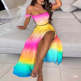 Slim Fit Bohemian Print Skirt Retro Set For Women Sexy Off The Shoulder Crop Top And Maxi Skirts Two Piece Sets